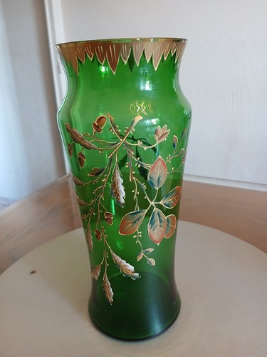 Vase verre émaillé legras - verre,