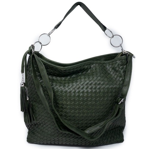 Borsa donna verde intrecciata