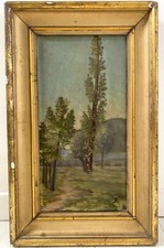 ANTICO DIPINTO OLIO TAVOL A CA Achille Cattaneo PAESAGGIO LACUSTRE VEDUTA '900