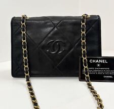 Borsa a tracolla CHANEL Matelasse catena pelle di agnello nero oro cocco