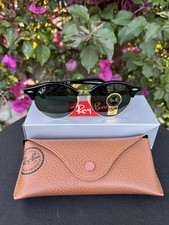 Occhiali da sole Ray Ban Clubround ORB 4246 901 montatura nera lenti verdi nuovi con scatola $202