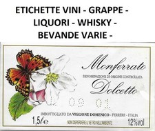 ETICHETTE VINI-GRAPPE-LIQUORI-WHISKY-BEVANDE VARIE-