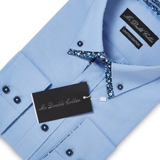 Uomo Stilista Italiano Camicia Oxford Casual Elegante Doppio Collo Longsleevee