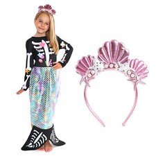 BAMBINI SIRENA SCHELETRO HALLOWEEN COSTUME BAMBINA VESTITO FANTASIA GIORNO DEI MORTI