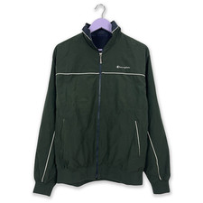 Giacca a vento Champion Vintage verde scuro con zip anni 2000 - Taglia L uomo