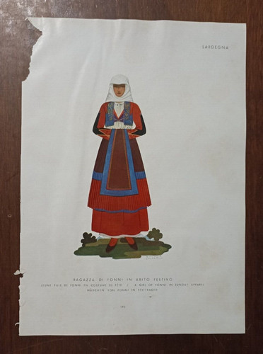 Costume sardo litografia - costume,