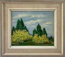 Dipinto A Olio Paesaggio Con