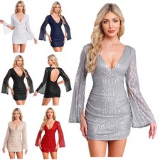 Body donna glitter festa mini matita corto business ufficio cerimonia abiti