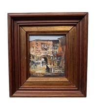 *HH* Quadretto Quadro Dipinto Rapisarda '81 Salita San Francesco Case Paesaggio 