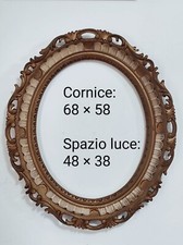 Cornice ovale grande 60x70 in plastica vintage oro dorata stile barocca antica