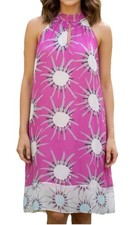 Abito da donna Diane von Furstenberg LAINEY in seta SUNRAY rosa con ferretto in chiffon taglia 6