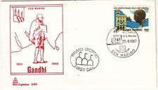 BUSTA FDC SAN MARINO 1987 CAPITOLIUM ANNULLO FDC 1 VALORE GANDHI 1869-1948 RARA