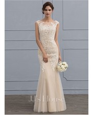 Abito da sposa a tromba/sirena scoop lunghezza pavimento tulle pizzo...