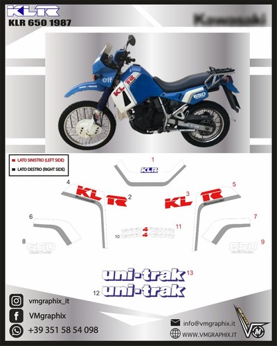 Klr 650 1989 argento adesivi - argento,