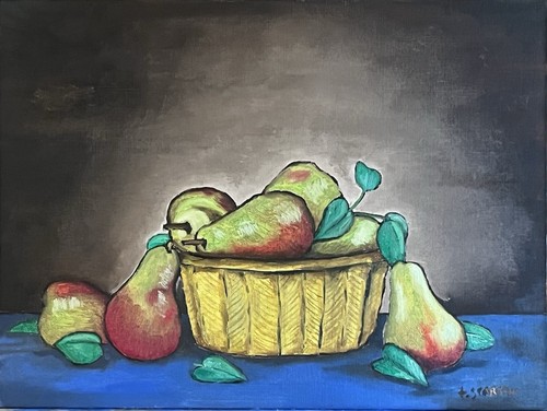 Dipinto olio cesto di - dipinto,