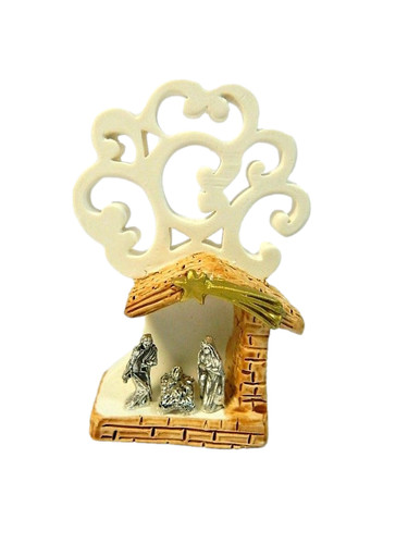 Presepe capanna con albero - in,