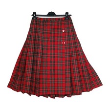Gonna Sartoriale Vintage Kilt Tartan Rosso Midi Pieghe Rosso Skirt Longuette Woo