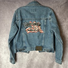 Giacca denim Harley-Davidson vintage borchie XS Canada logo ricamato bandiera LEGGI