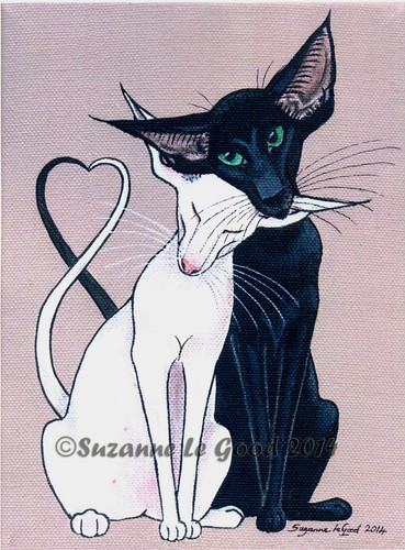 Oriental cat art print limited - cat,