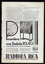 RADIOLA RCA 80 PAGINA PUBBLICITA' ADVERTISING 1931 CM. 17 X 17 