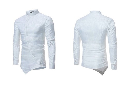 Camicia bianca collo coreana - camicia,