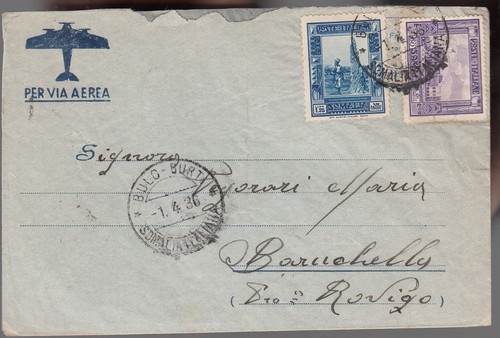 Busta colonie 1936 posta - posta, aerea
