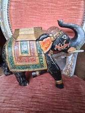 BELLISSIMA SCULTURA IN LEGNO DI ELEFANTE DIPINTO E SCOLPITO A MANO MADE IN INDIA