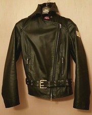 WHO'S WHO DONNA GIUBBOTTO BIKER PELLE NERO GOLD / BLACK LEATHER ITALY TAGLIA 42
