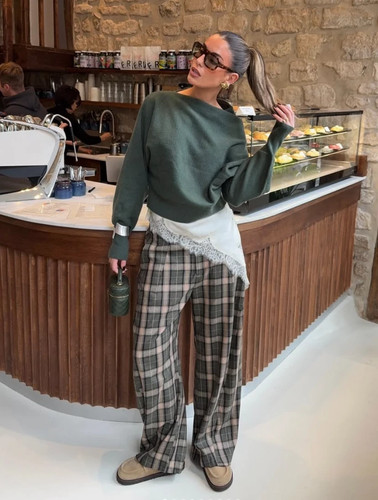 Zara pantaloni scozzesi dritti - pantaloni,