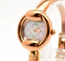 Orologio Vintage [EXC+5] Gucci 1400L Quadrante Rosa GG Oro 25mm Quarzo...