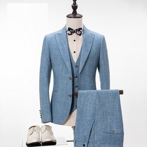 Tuta uomo blu chiaro chic - , lino
