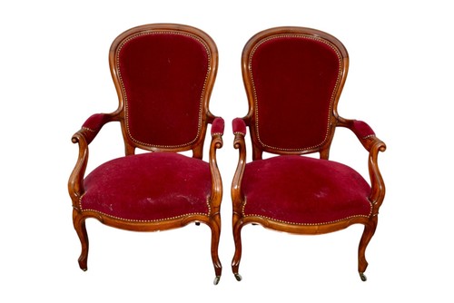 Coppia poltrone stile luigi - coppia, di