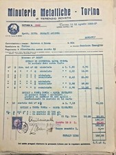 TORINO FATTURA 1932 TERENZIO ROVETA MINUTERIE METALLICHE MONDOVì ANICETO FOSSATI
