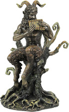 Statua 9 1/2 pollici padella che suona flauto resina colata a freddo finitura bronzo decorazione casa