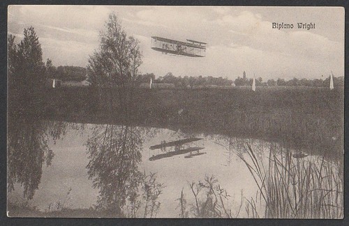 Cartolina biplano wright - wright,