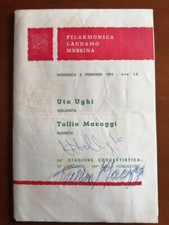 AUTOGRAFO UTO UGHI PROGRAMMA CONCERTO FILARMONICA LAUDAMO MESSINA FEBBRAIO 1975