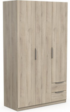 Armadio Guardaroba Moderno Con 3 Ante E 2 Cassetti 4 Nicchie, Colore Rovere Kron