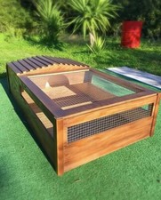 CASETTA PER TARTARUGHE  DI TERRA CON TERRARIO 110x60x30 TRATTATO RETE METALLICA