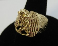 Anello Nugget D'Oro 14KT EP Aquila Da Uomo Taglia 9