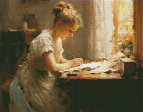 Una ragazza che scrive - ,
