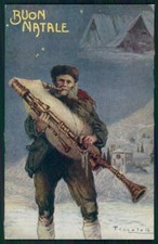 Artista Firmato Pizzolato Natale Zampogna Zampognaro Propaganda WW1 pz TC3747