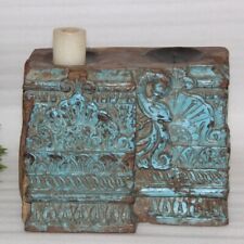 Antico Di Legno Mughal Floreale Lavori Intaglio Colonna Basamento Portacandele