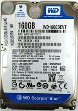 Western Digital WD1600BEVT Scorpio Blue disco rigido 160 GB 2,5" Sata 3 Gb/s 7200 giri/min