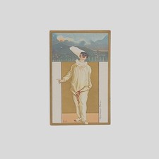 Cartolina in cromolitografia originale Bertelli Pulcinella NV 1900 Rarissima