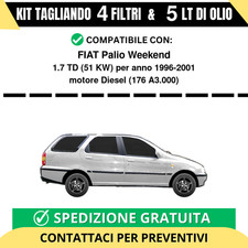 Tagliando per FIAT Palio Weekend 1.7 TD 51 kw Diesel 1996-2001 - 5 Lt di olio...