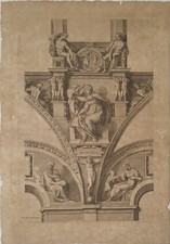 A. Antica stampa Incisione 1500 Cherubino Alberti. Sibilla Delfica, Michelangelo