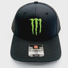 Cappello berretto camionista Monster Energy ricamato adulto curvo maglia snapback nero