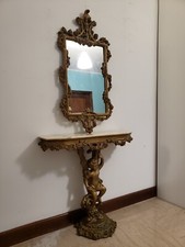 Tavolo consolle veneziano vintage con specchio