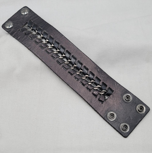 Bracciale uomo pelle nero - nero, tono