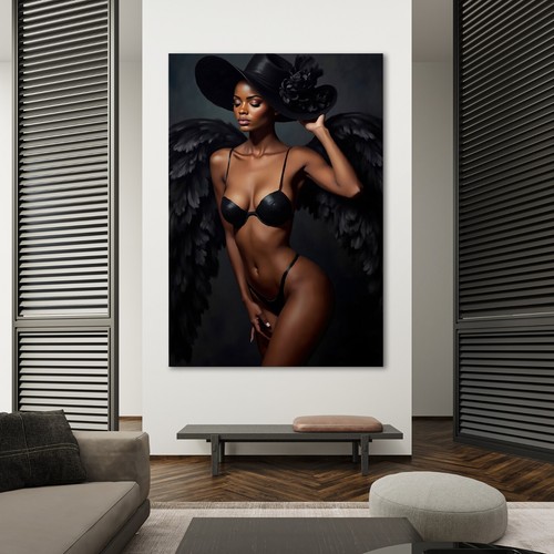 Elegante donna nera arte ali - elegante,